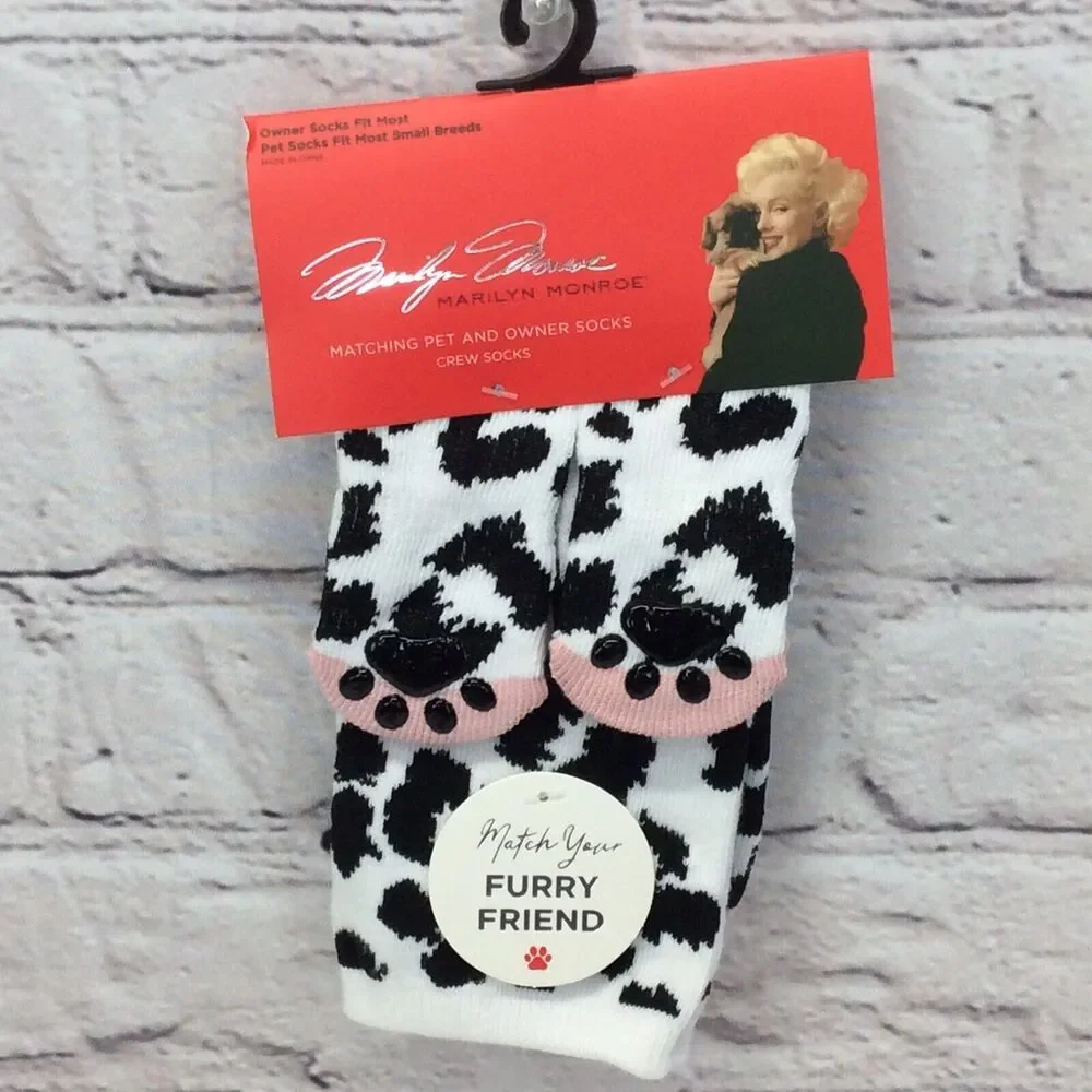 Marilyn Monroe Matching Pet & Owner Low Cut Socks Cow Print Womens O/S Small Dog